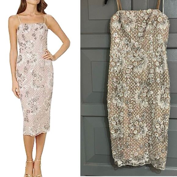 Dress the Population Josselyn Sequin Midi Dress Adjustable Straps M - Picture 1 of 7